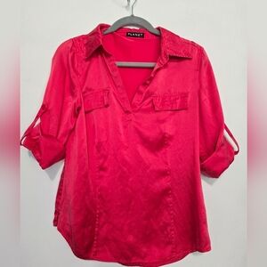 Planet Womens 3/4 Sleeve Silk Blouse Red Size EU 34 US 4